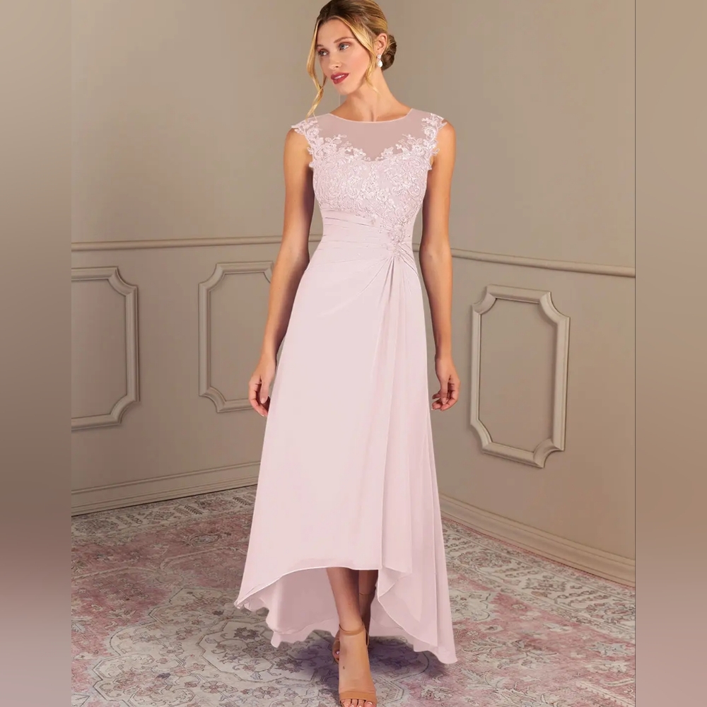 Azazie Endora style dress in blush pink, size 12 petite